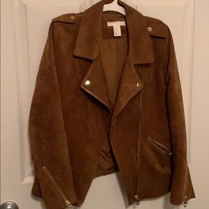 H and m tan suede moto jacket